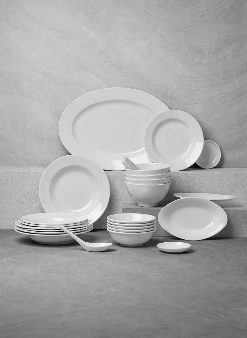 CC Bin Shihon Melamine Dinner Set 25 Pieces For 4 People White Dishwasher Safe - Image 1